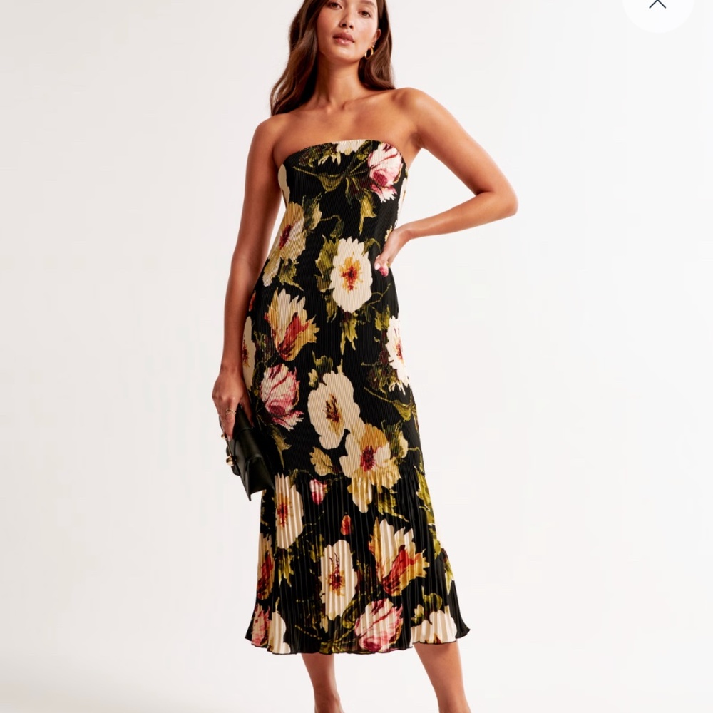 Abercrombie & Fitch Floral Black Midi Dress